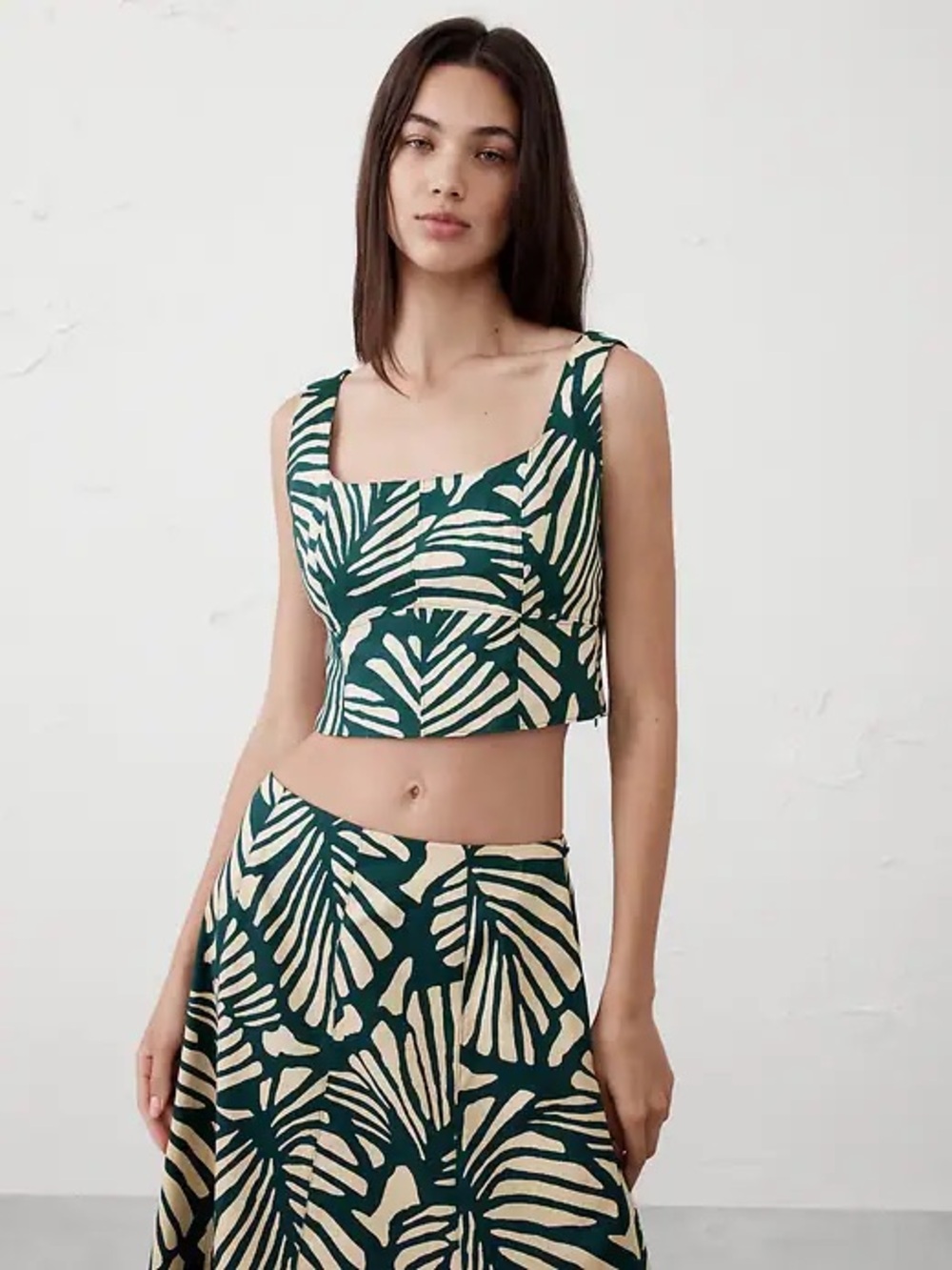 Banana Republic Teal and Cream Zebra-Style Crop Top